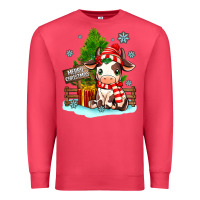 Cardinal merry christmas cow Premium Sweatshirt - MaliasSmallBusiness