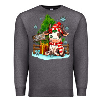 Charcoal Heather merry christmas cow Premium Sweatshirt - MaliasSmallBusiness