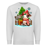 Dove Grey merry christmas cow Premium Sweatshirt - MaliasSmallBusiness