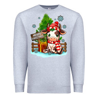 Heather Grey merry christmas cow Premium Sweatshirt - MaliasSmallBusiness