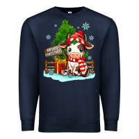 Navy merry christmas cow Premium Sweatshirt - MaliasSmallBusiness