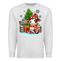 Oatmeal Heather merry christmas cow Premium Sweatshirt - MaliasSmallBusiness