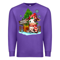 Purple merry christmas cow Premium Sweatshirt - MaliasSmallBusiness