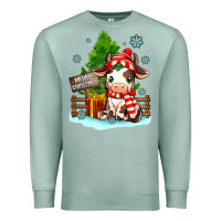 Seafoam merry christmas cow Premium Sweatshirt - MaliasSmallBusiness