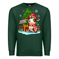 Sports Green merry christmas cow Premium Sweatshirt - MaliasSmallBusiness