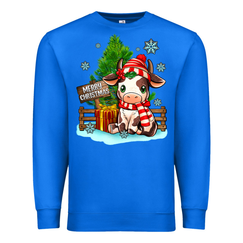 Merry Christmas Cow Premium Sweatshirt by MaliasSmallBusiness | Teevron