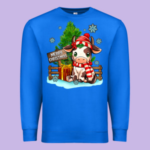 Merry Christmas Cow Premium Sweatshirt Designed By Maliassmallbusiness