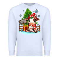 White merry christmas cow Premium Sweatshirt - MaliasSmallBusiness