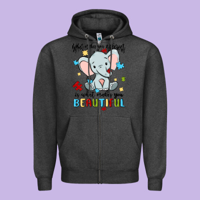 What Makes You Different Is What Makes You Beautif Zipper Hoodie Designed By Maliassmallbusiness