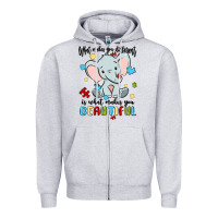 Heather Grey what makes you different is what makes you beautif Zipper Hoodie - MaliasSmallBusiness