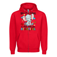 Red what makes you different is what makes you beautif Zipper Hoodie - MaliasSmallBusiness