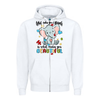 White what makes you different is what makes you beautif Zipper Hoodie - MaliasSmallBusiness