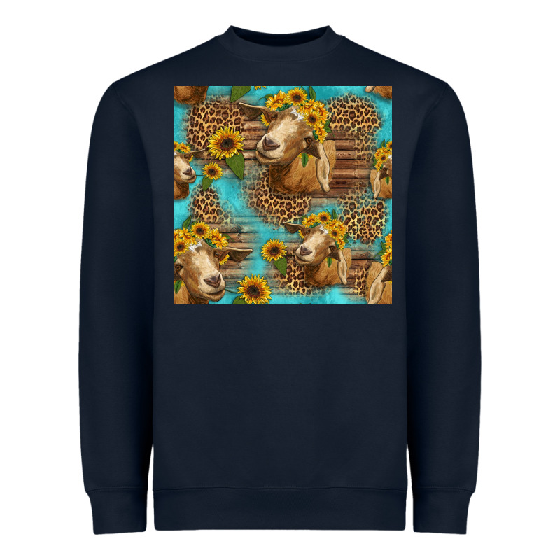 Goat Sunflowers Seamless Pattern Heavyweight Sweatshirt by HRA Design Shop | Teevron