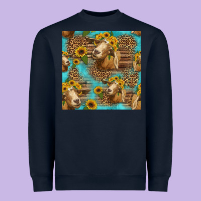 Goat Sunflowers Seamless Pattern Heavyweight Sweatshirt Designed By Hra Design Shop