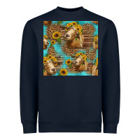 Navy goat sunflowers seamless pattern Heavyweight Sweatshirt - HRA Design Shop