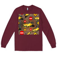 Burgundy asphalt paver seamless pattern Long Sleeve Tee - BundleAndBundleShop