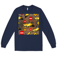Navy asphalt paver seamless pattern Long Sleeve Tee - BundleAndBundleShop