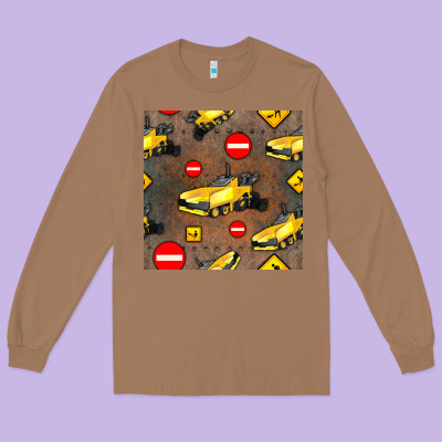 Asphalt Paver Seamless Pattern Long Sleeve Tee Designed By Bundleandbundleshop