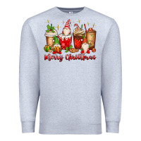 Heather Grey merry christmas gnomes coffee cups Premium Sweatshirt - MaliasSmallBusiness