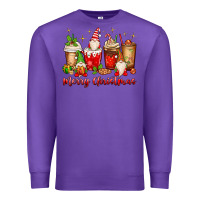 Purple merry christmas gnomes coffee cups Premium Sweatshirt - MaliasSmallBusiness