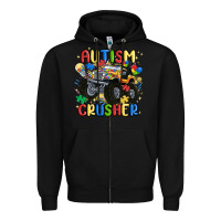 Black autism crusher Zipper Hoodie - MaliasSmallBusiness