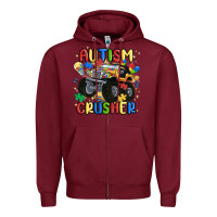 Burgundy autism crusher Zipper Hoodie - MaliasSmallBusiness