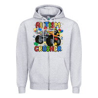 Heather Grey autism crusher Zipper Hoodie - MaliasSmallBusiness