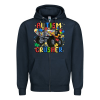 Navy autism crusher Zipper Hoodie - MaliasSmallBusiness
