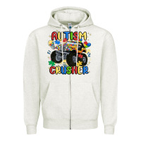 Oatmeal Heather autism crusher Zipper Hoodie - MaliasSmallBusiness