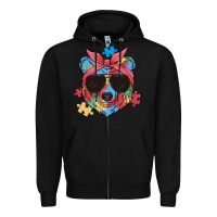 Black autism awareness bear Zipper Hoodie - MaliasSmallBusiness