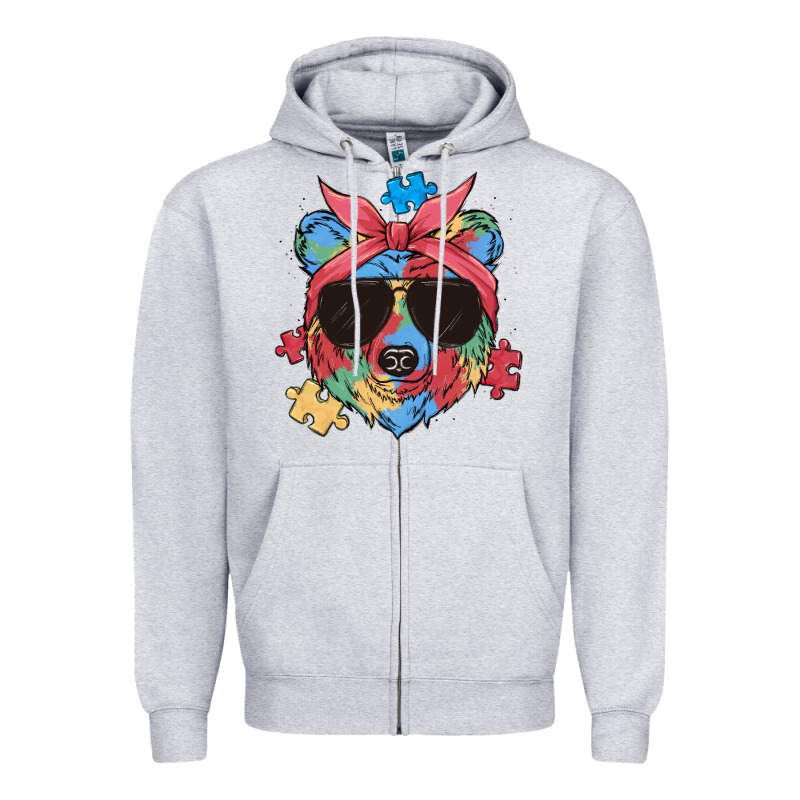 Autism Awareness Bear Zipper Hoodie by MaliasSmallBusiness | Teevron