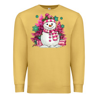 Antique Gold pink christmas snowman Premium Sweatshirt - MaliasSmallBusiness