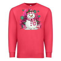Cardinal pink christmas snowman Premium Sweatshirt - MaliasSmallBusiness
