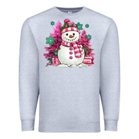 Heather Grey pink christmas snowman Premium Sweatshirt - MaliasSmallBusiness