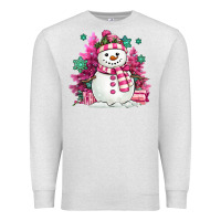 Oatmeal Heather pink christmas snowman Premium Sweatshirt - MaliasSmallBusiness