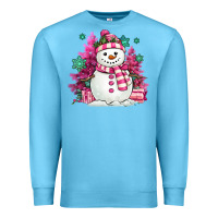 Ocean Blue pink christmas snowman Premium Sweatshirt - MaliasSmallBusiness
