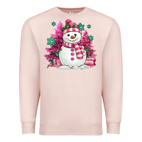 Pale Pink pink christmas snowman Premium Sweatshirt - MaliasSmallBusiness
