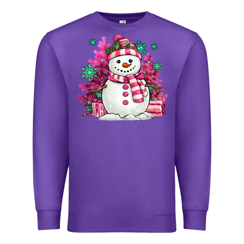 Pink Christmas Snowman Premium Sweatshirt by MaliasSmallBusiness | Teevron