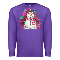 Purple pink christmas snowman Premium Sweatshirt - MaliasSmallBusiness