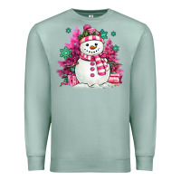Seafoam pink christmas snowman Premium Sweatshirt - MaliasSmallBusiness