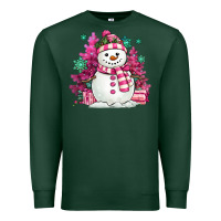 Sports Green pink christmas snowman Premium Sweatshirt - MaliasSmallBusiness
