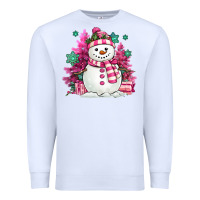 White pink christmas snowman Premium Sweatshirt - MaliasSmallBusiness