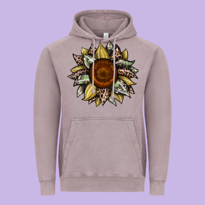 Sunflower Camouflage And Leopard 2 Vintage Hoodie Designed By Jahusdesignshop