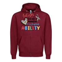 Burgundy autism it's not a disability it's a different abil Zipper Hoodie - MaliasSmallBusiness