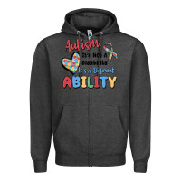 Charcoal Heather autism it's not a disability it's a different abil Zipper Hoodie - MaliasSmallBusiness