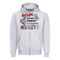 Heather Grey autism it's not a disability it's a different abil Zipper Hoodie - MaliasSmallBusiness