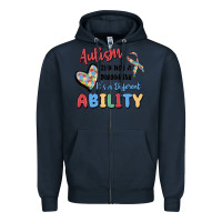 Navy autism it's not a disability it's a different abil Zipper Hoodie - MaliasSmallBusiness