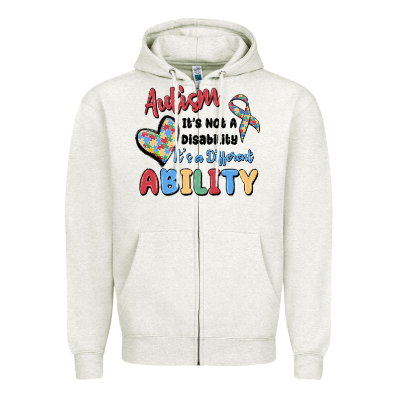 Autism It's Not A Disability It's A Different Abil Zipper Hoodie by MaliasSmallBusiness | Teevron
