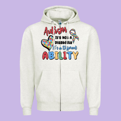 Autism It's Not A Disability It's A Different Abil Zipper Hoodie Designed By Maliassmallbusiness