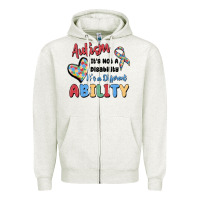 Oatmeal Heather autism it's not a disability it's a different abil Zipper Hoodie - MaliasSmallBusiness